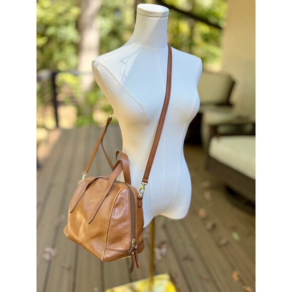 Fossil Sydney Satchel Crossbody Leather Handbag Tan Camel Natural + WALLET - Picture 13 of 16
